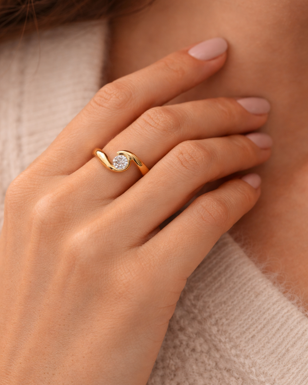 14K Gold Zirconia Engagement Ring