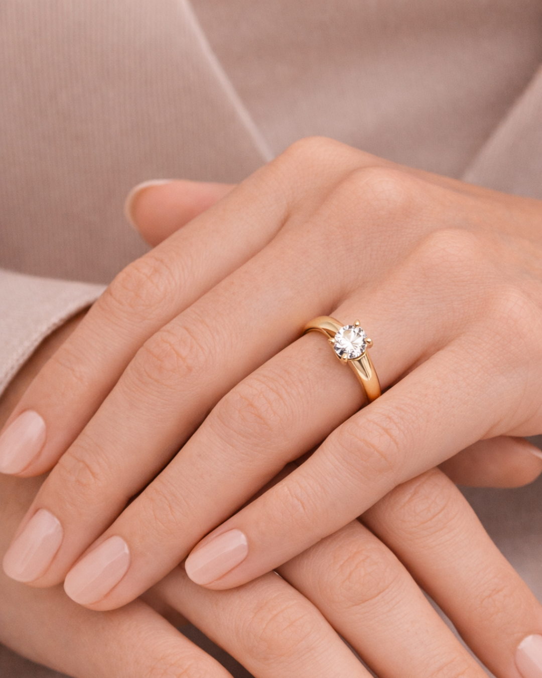 14K Gold Zirconia Engagement Ring