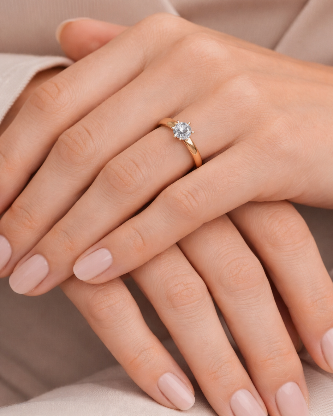 14K Gold Zirconia Engagement Ring