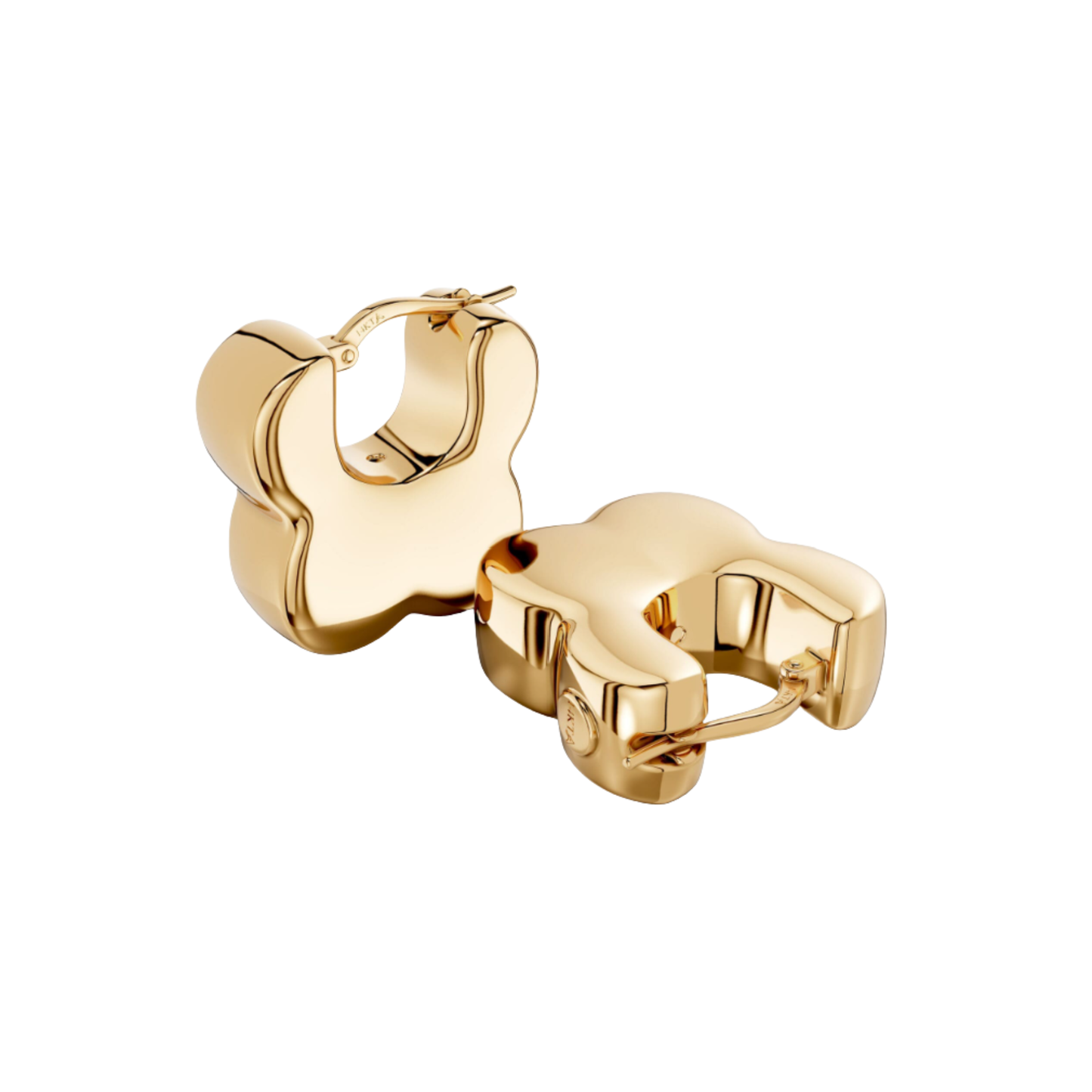 14K Gold Butterfly Chunky Hoop Earrings