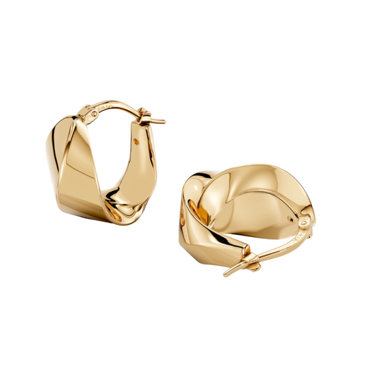 14K Gold Chunky Oval Hoop Earrings