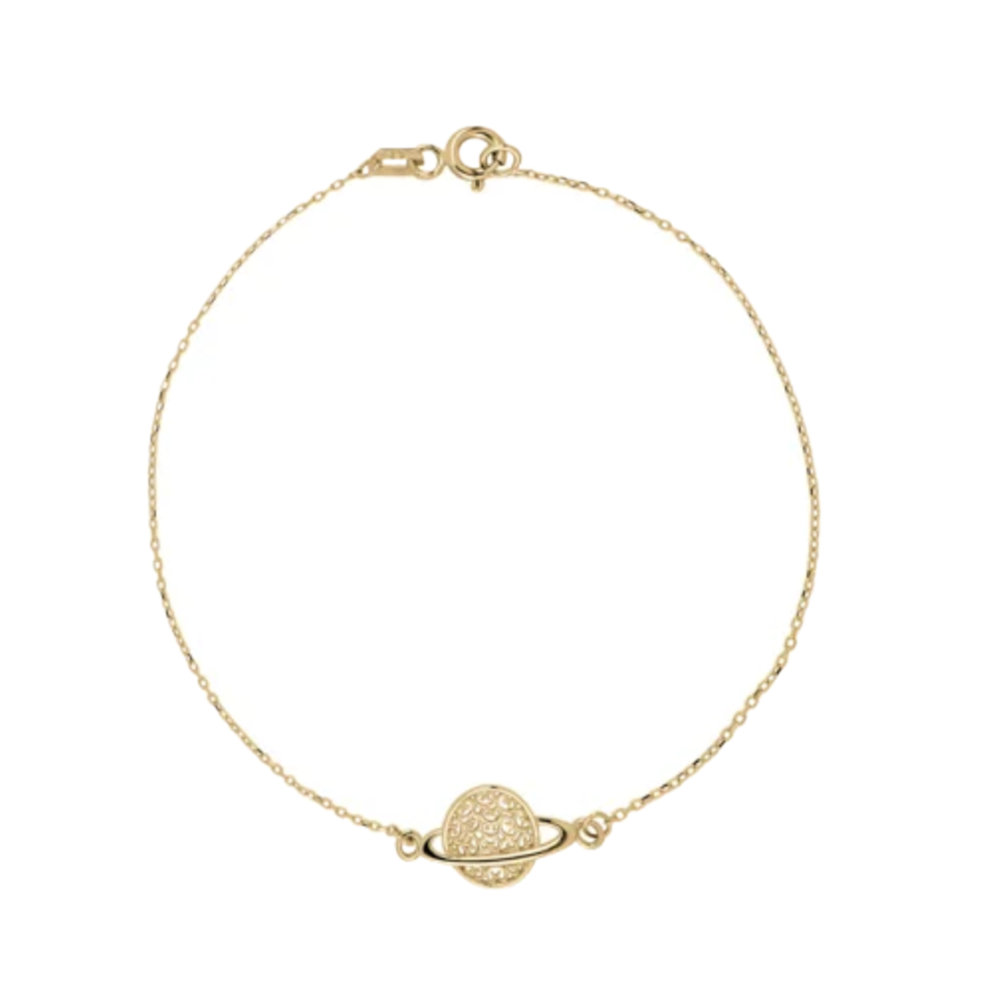 14k Gold bracelet with Saturn charm