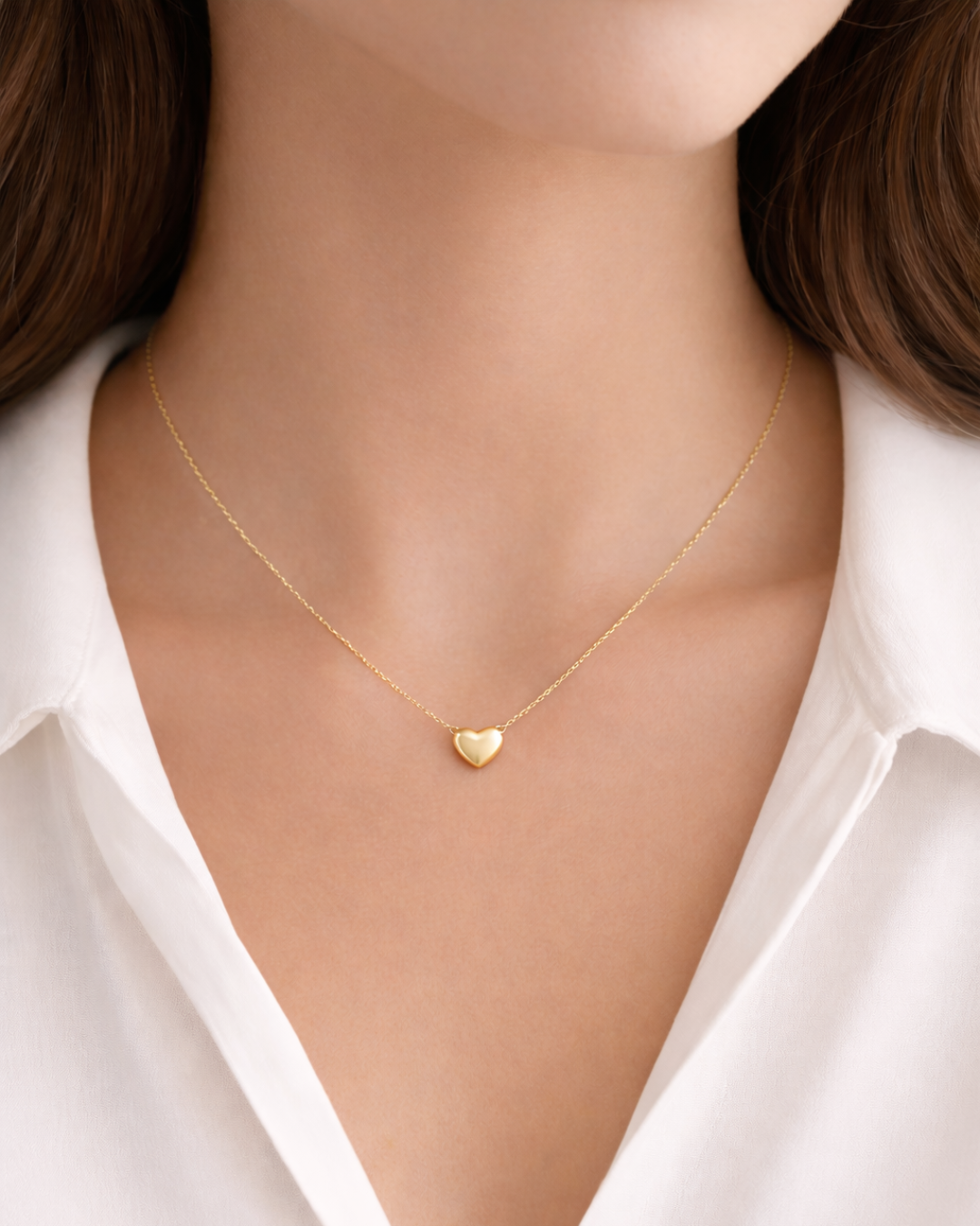 14K Gold Heart Chain Necklace – Adjustable Length