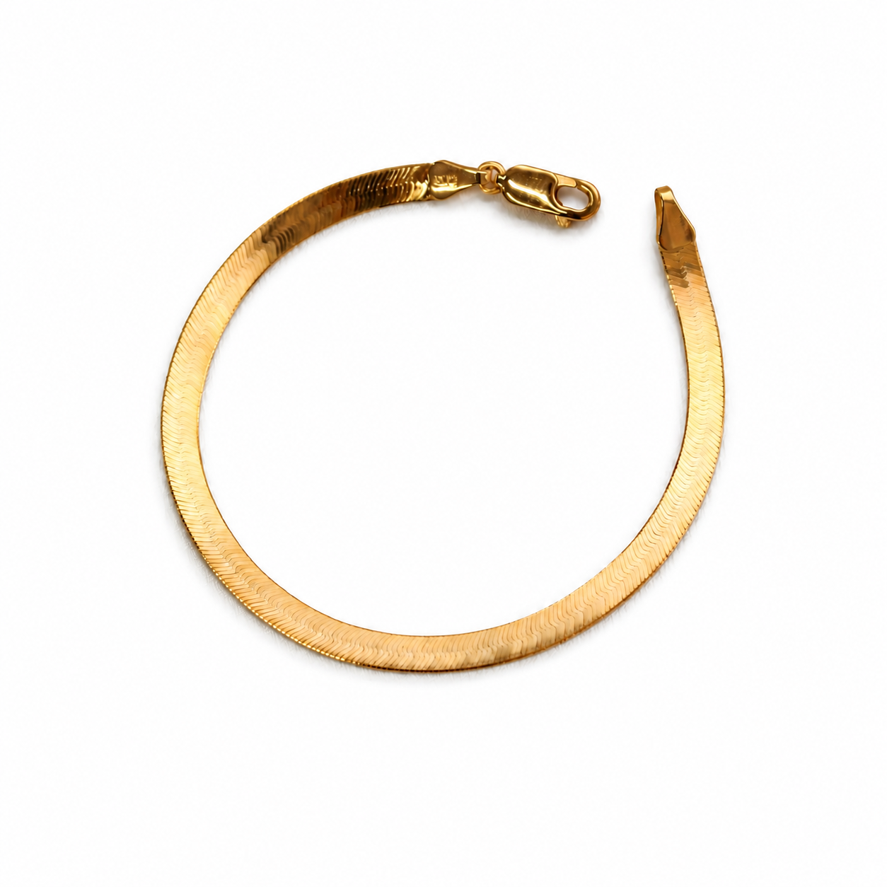 10K Gold Herringbone Bracelet – Classic Flat Italian Gold Bracelet