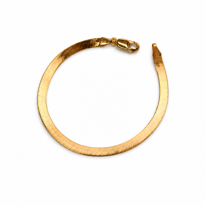 10K Gold Herringbone Bracelet – Classic Flat Italian Gold Bracelet