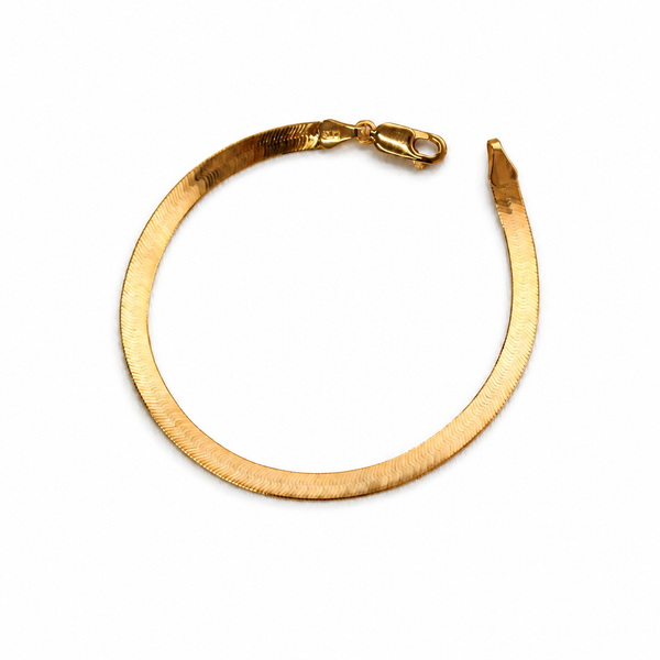 10K Gold Herringbone Bracelet – Classic Flat Italian Gold Bracelet