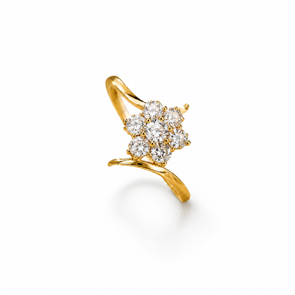 14K Gold Flower Zirconia Ring – Elegant Floral Statement Ring