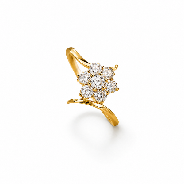 14K Gold Flower Zirconia Ring – Elegant Floral Statement Ring