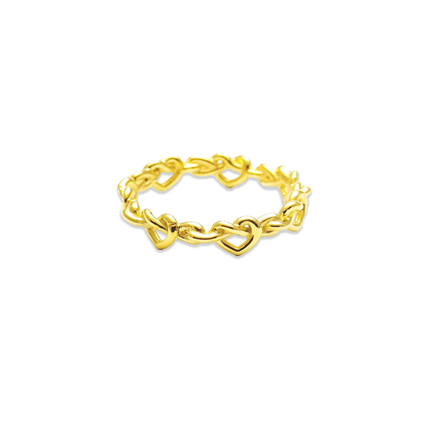 14K Gold Heart Link Ring – Romantic Italian Gold Jewelry