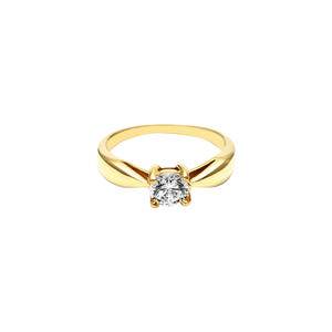 14K Gold Solitaire Zirconia Ring – Elegant Engagement Jewelry