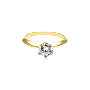 14K Gold Zirconia Engagement Ring – Classic Solitaire Luxury Ring