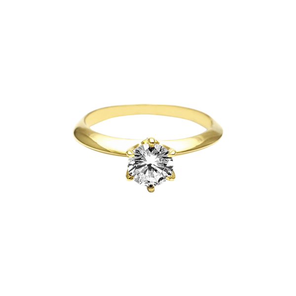 14K Gold Zirconia Engagement Ring – Classic Solitaire Luxury Ring