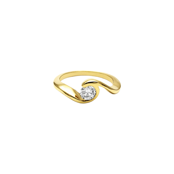 14K Gold Open Band Zirconia Ring – Modern Luxury Engagement Ring