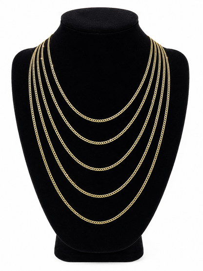 10K Gold 2mm Curb Chain Necklace – Classic Italian Gold Chain