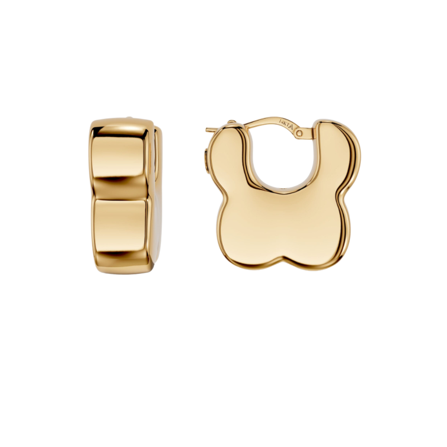 14K Gold Butterfly Chunky Hoop Earrings