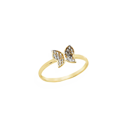 14K Gold Butterfly Ring with Zirconia