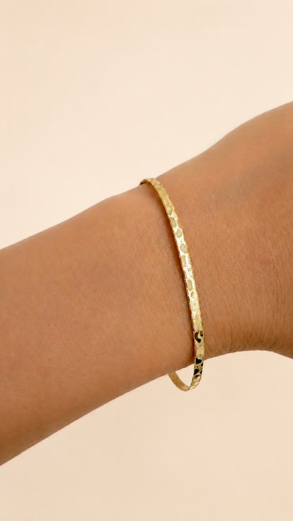 10K Gold Textured Herringbone Bracelet – Leopard Pattern Flat Gold Bracelet