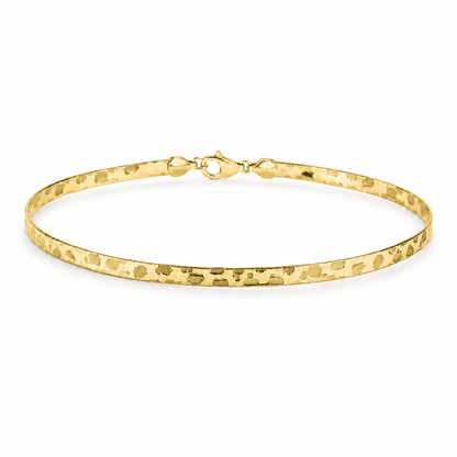 10K Gold Textured Herringbone Bracelet – Leopard Pattern Flat Gold Bracelet