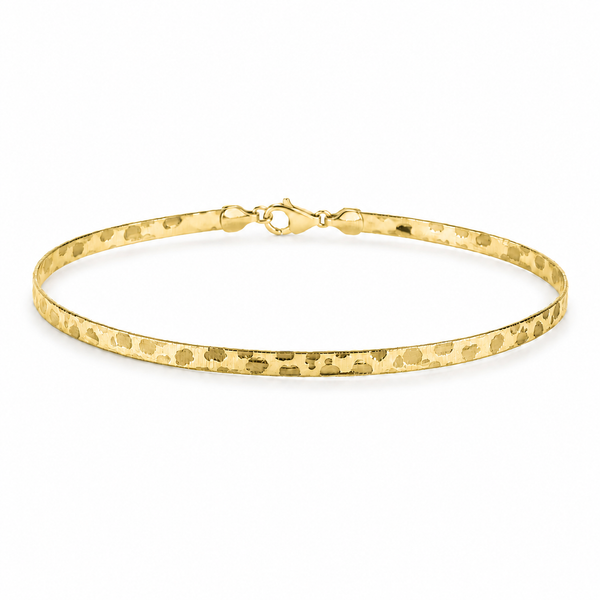 10K Gold Textured Herringbone Bracelet – Leopard Pattern Flat Gold Bracelet