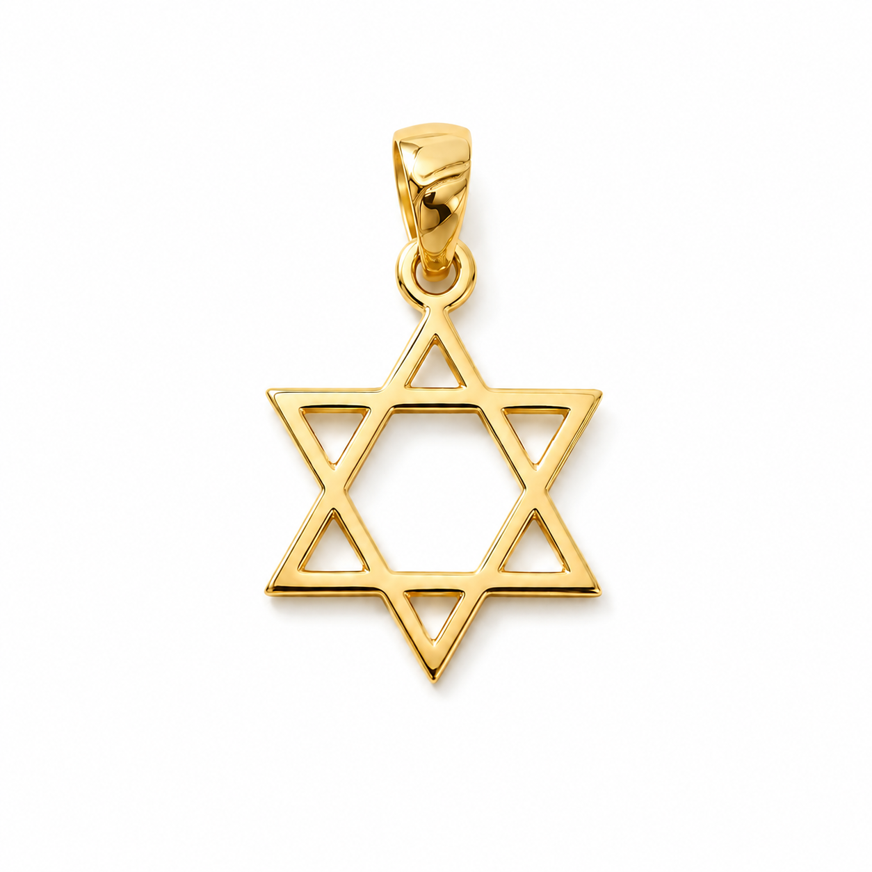 14K Gold Star of David Pendant – Minimalist Religious Gold Charm
