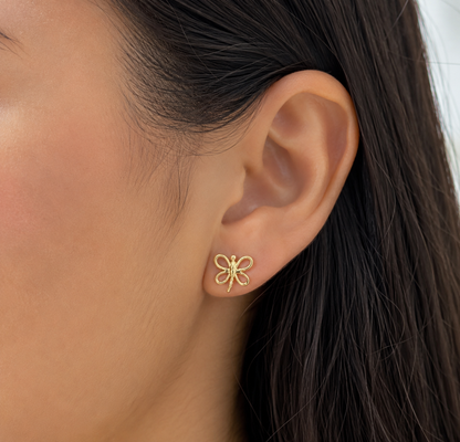 14K Gold Dragonfly Stud Earrings – Delicate Nature Inspired Gold Jewelry