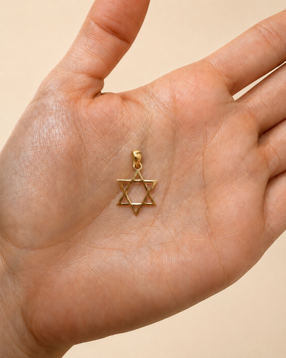 14K Gold Star of David Pendant – Minimalist Religious Gold Charm