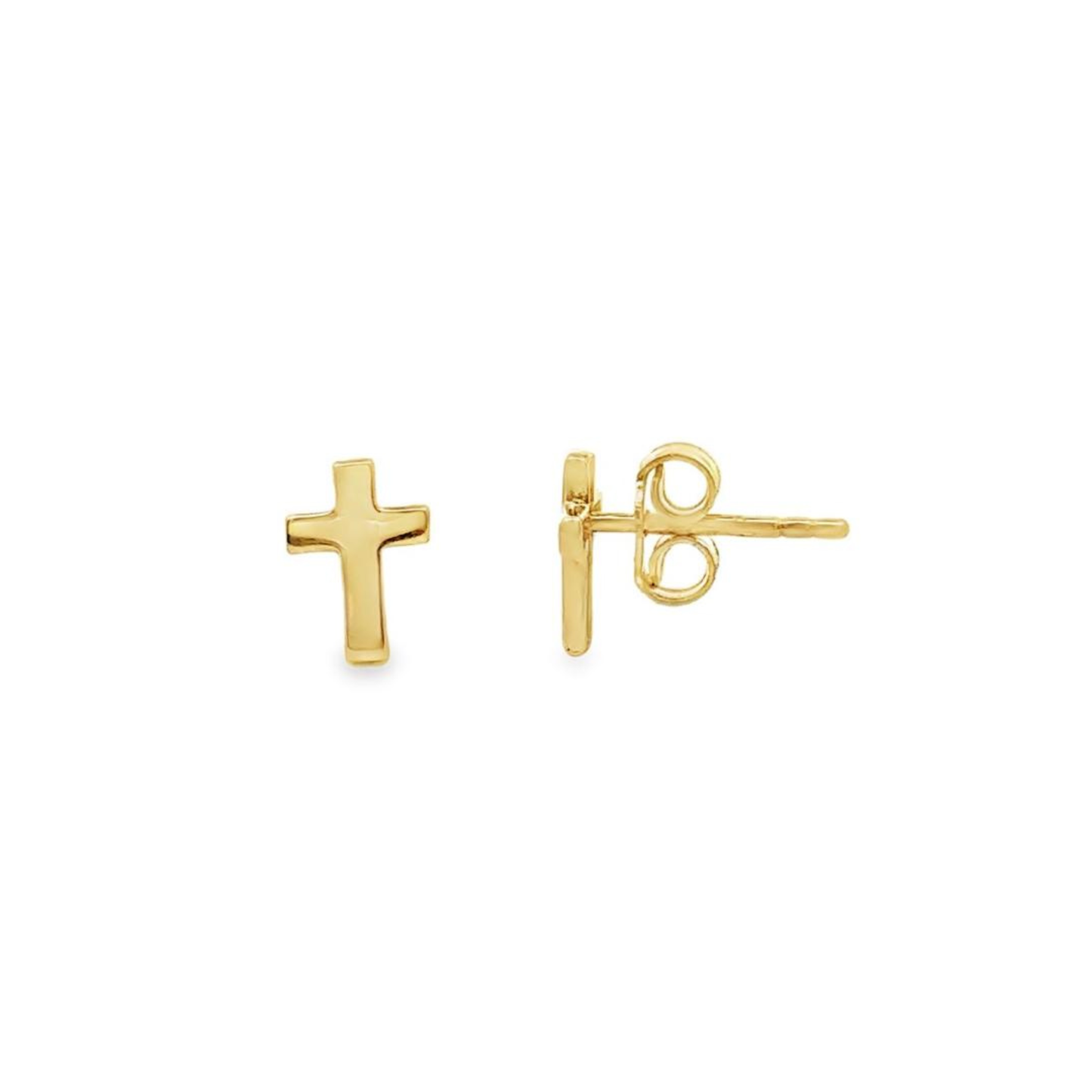 14K Gold Cross Stud Earrings