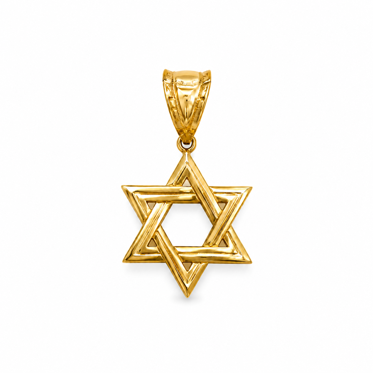 14K Gold Star of David Pendant – Elegant Religious Gold Charm