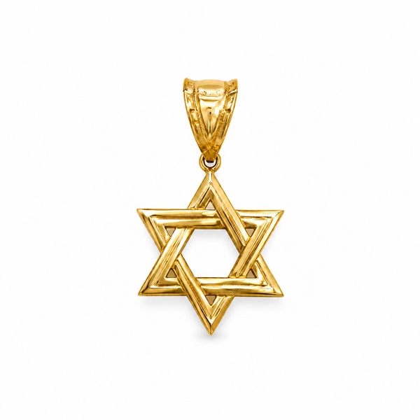 14K Gold Star of David Pendant – Elegant Religious Gold Charm
