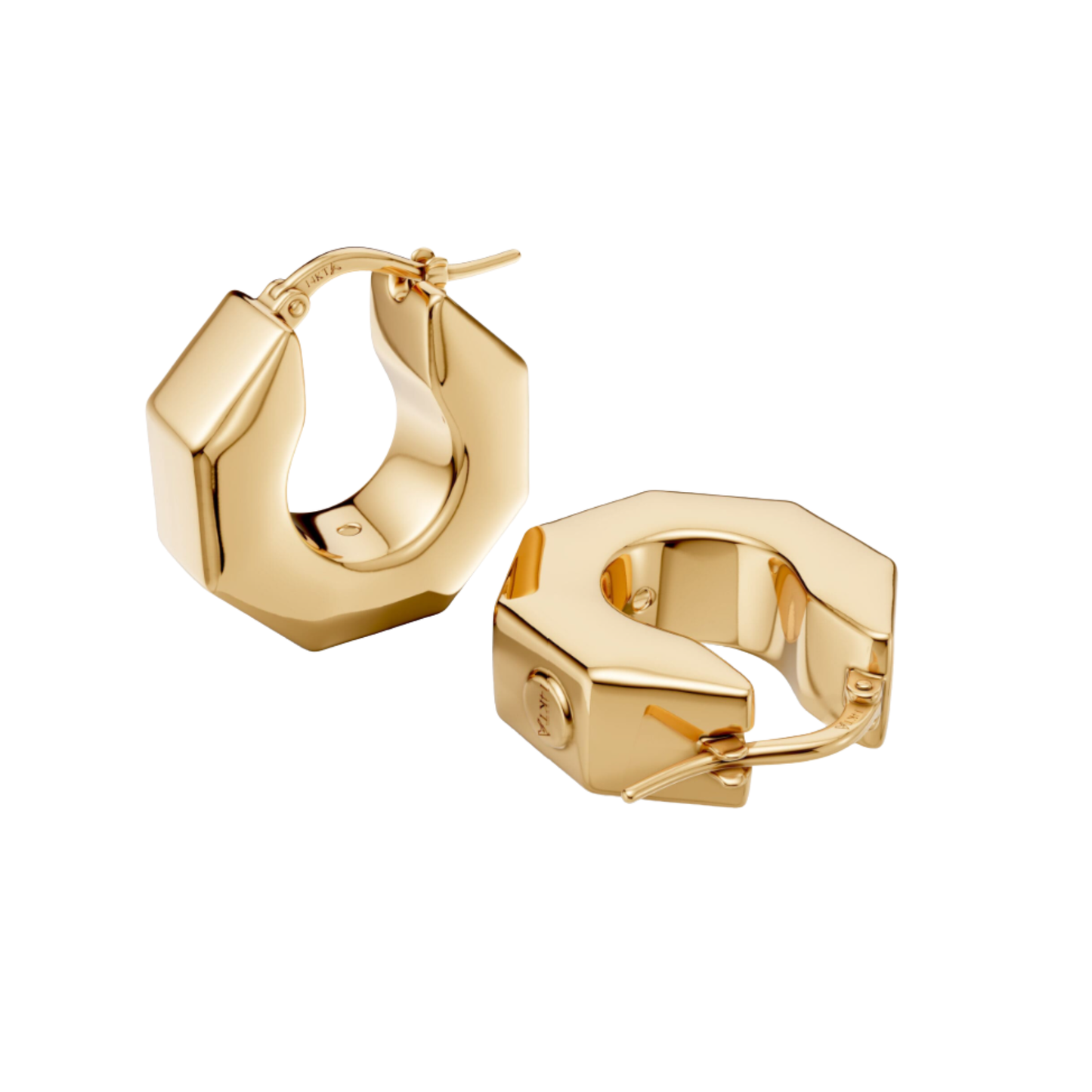 14K Gold Geometric Chunky Hoop Earrings – Bold Contemporary Gold Jewelry