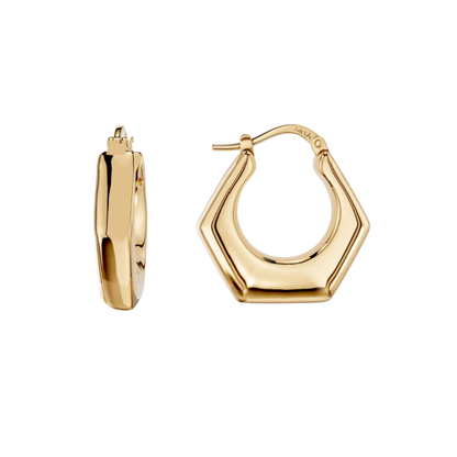 14K Gold Geometric Hoop Earrings – Modern Italian Gold Hoops