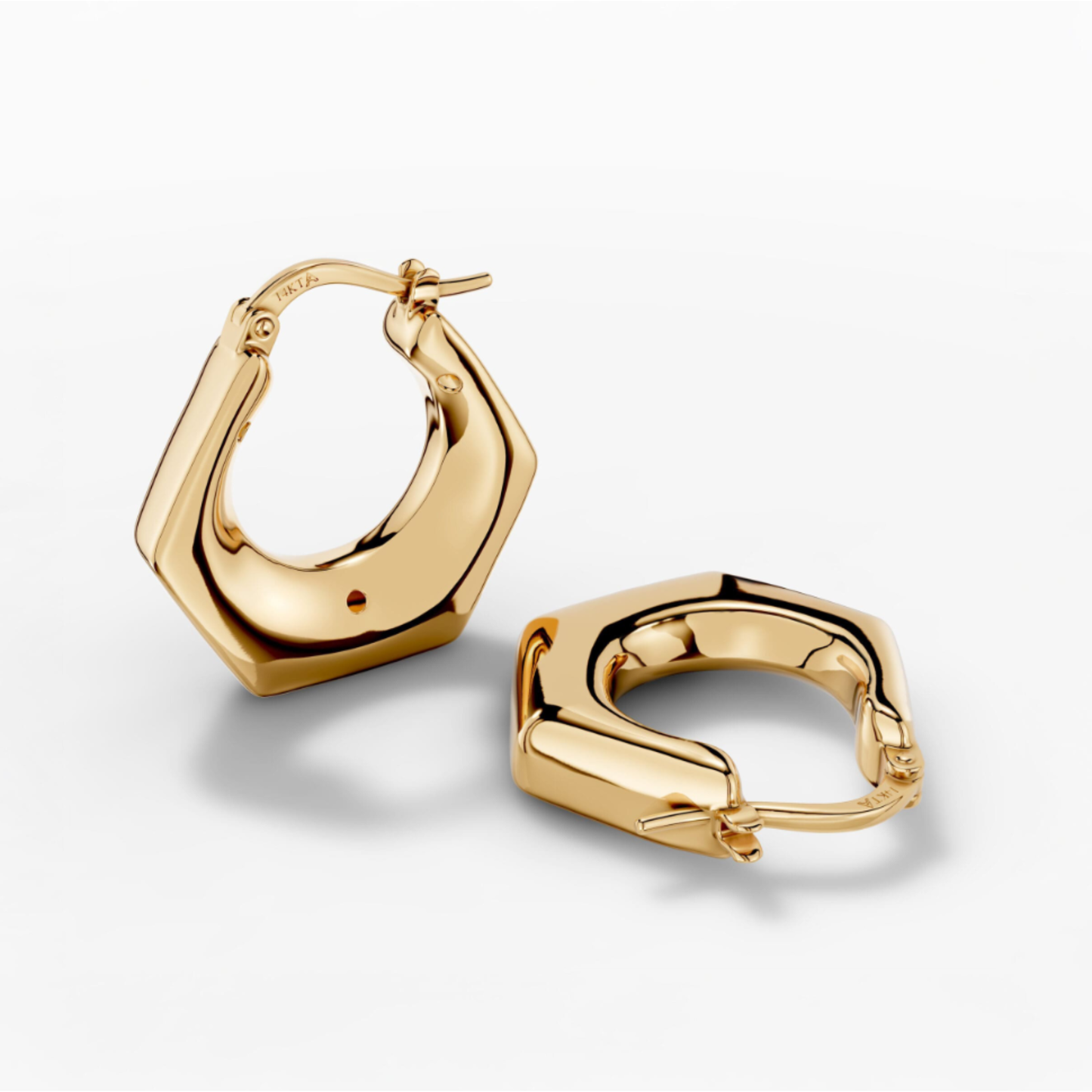 14K Gold Geometric Hoop Earrings – Modern Italian Gold Hoops