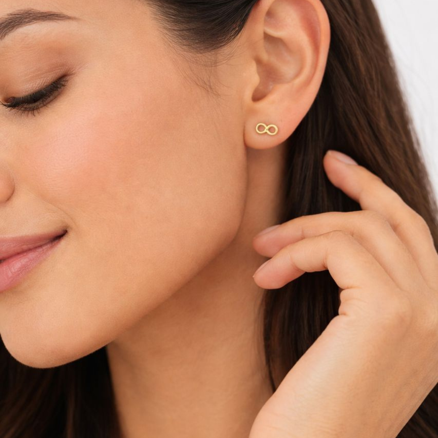 14K Gold Infinity Stud Earrings – Minimalist Symbolic Gold Earrings