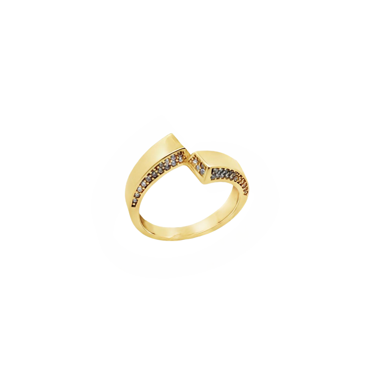 14K Gold Open Band Ring with Zirconia