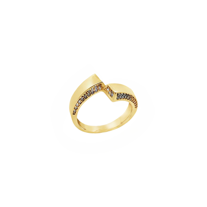 14K Gold Open Band Ring with Zirconia