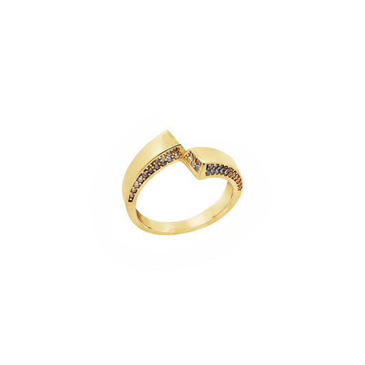 14K Gold Open Band Ring with Zirconia