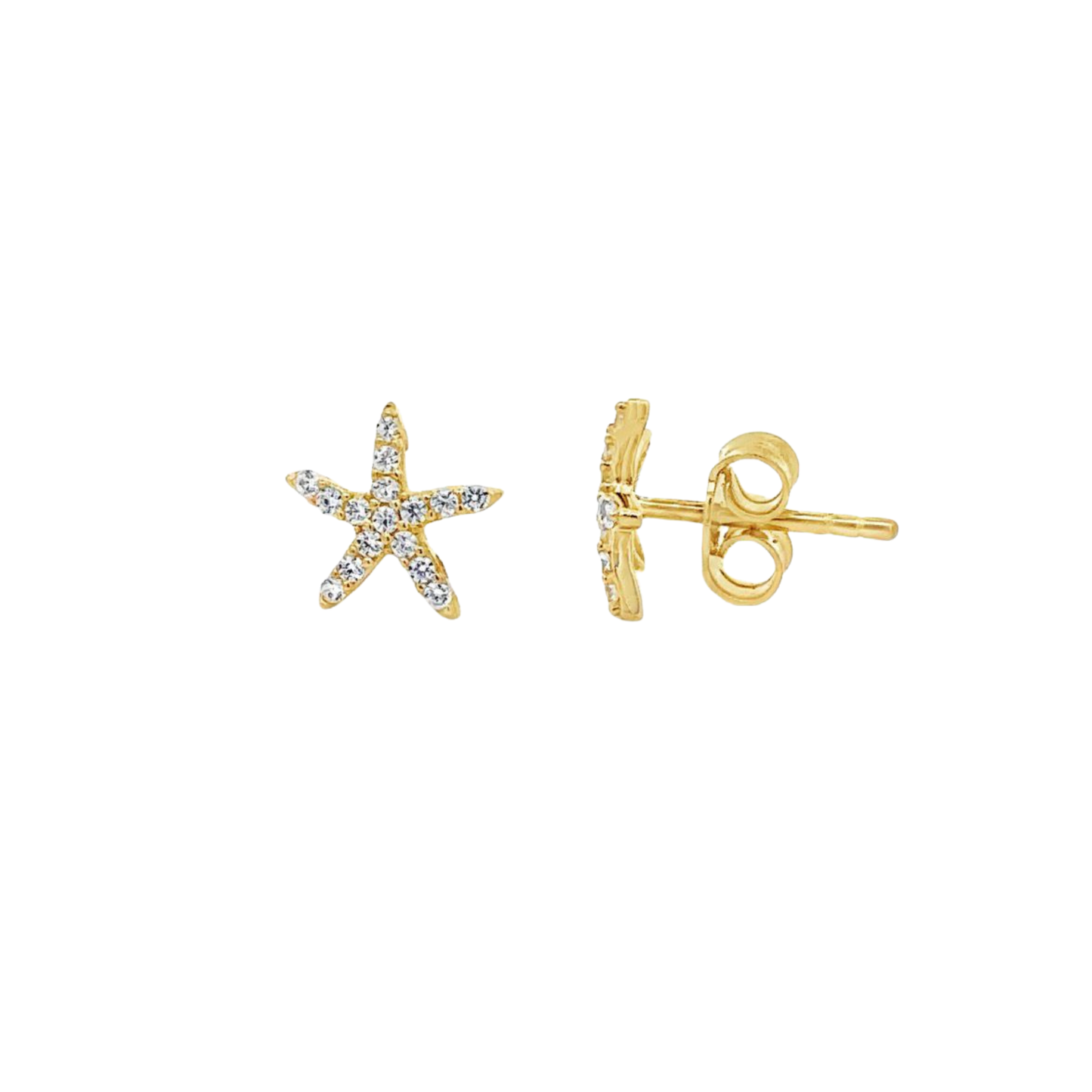 14K Gold Starfish Stud Earrings