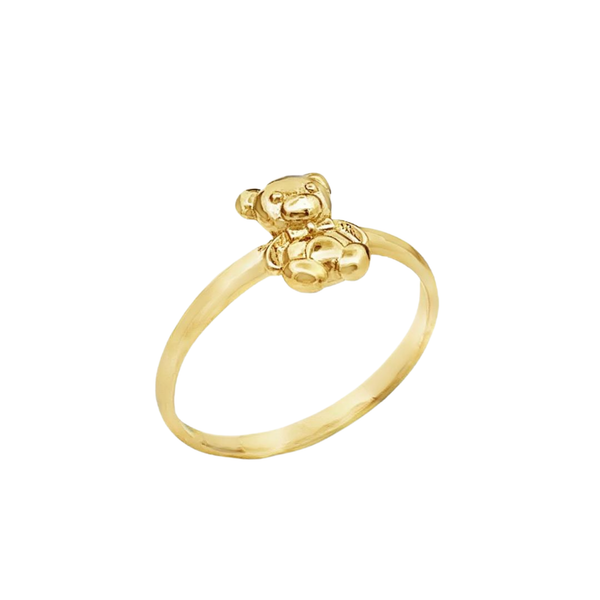 14K Gold Teddy Bear Ring – Cute Minimalist Italian Gold Jewelry