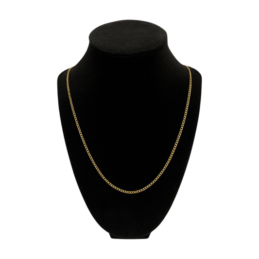 14K Thin Flat Hollow Curb Chain Necklace