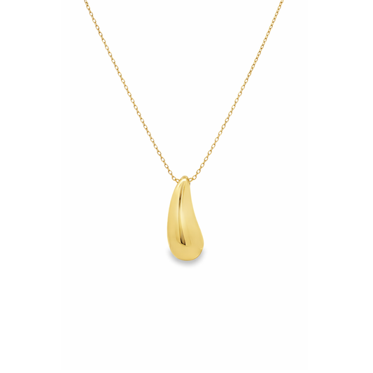 14K Gold Drop Pendant Necklace - Adjustable Length