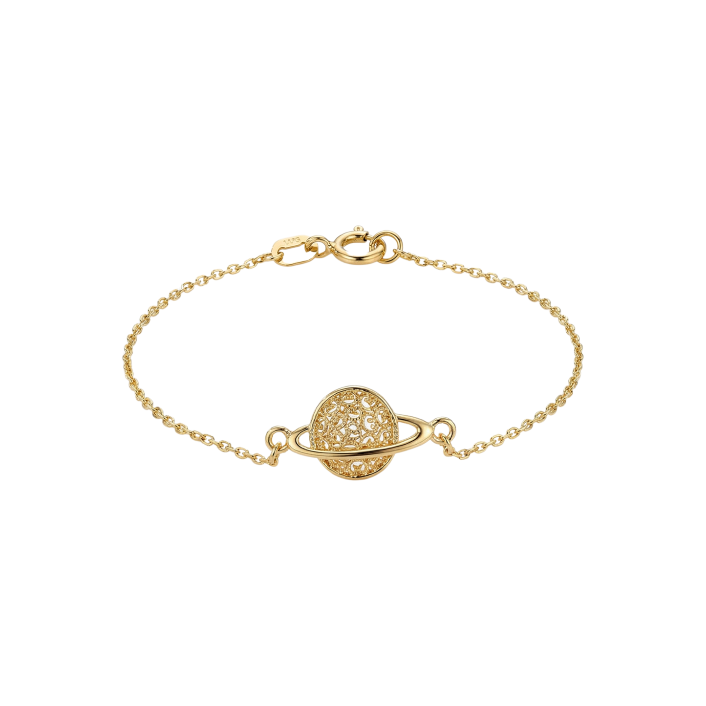 14k Gold bracelet with Saturn charm