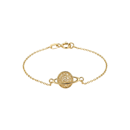 14k Gold bracelet with Saturn charm