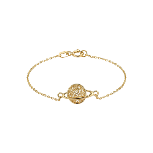 14k Gold bracelet with Saturn charm
