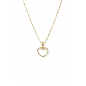 14K Gold Box Chain with Heart Silhouette Pendant – Minimalist Romantic Necklace