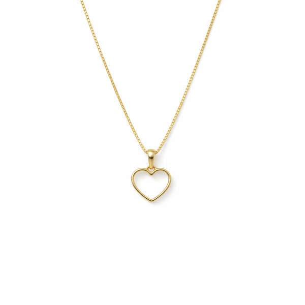14K Gold Box Chain with Heart Silhouette Pendant – Minimalist Romantic Necklace