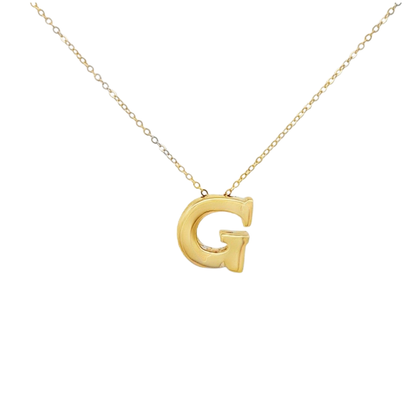 14K Gold Puffy Initial Necklace – Adjustable Length.