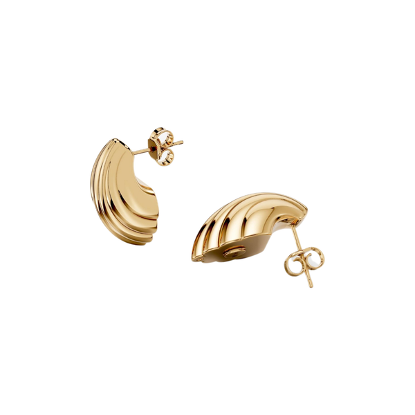 14K Gold Sculpted Shell Drop Earrings – Luxury Statement Jewelry