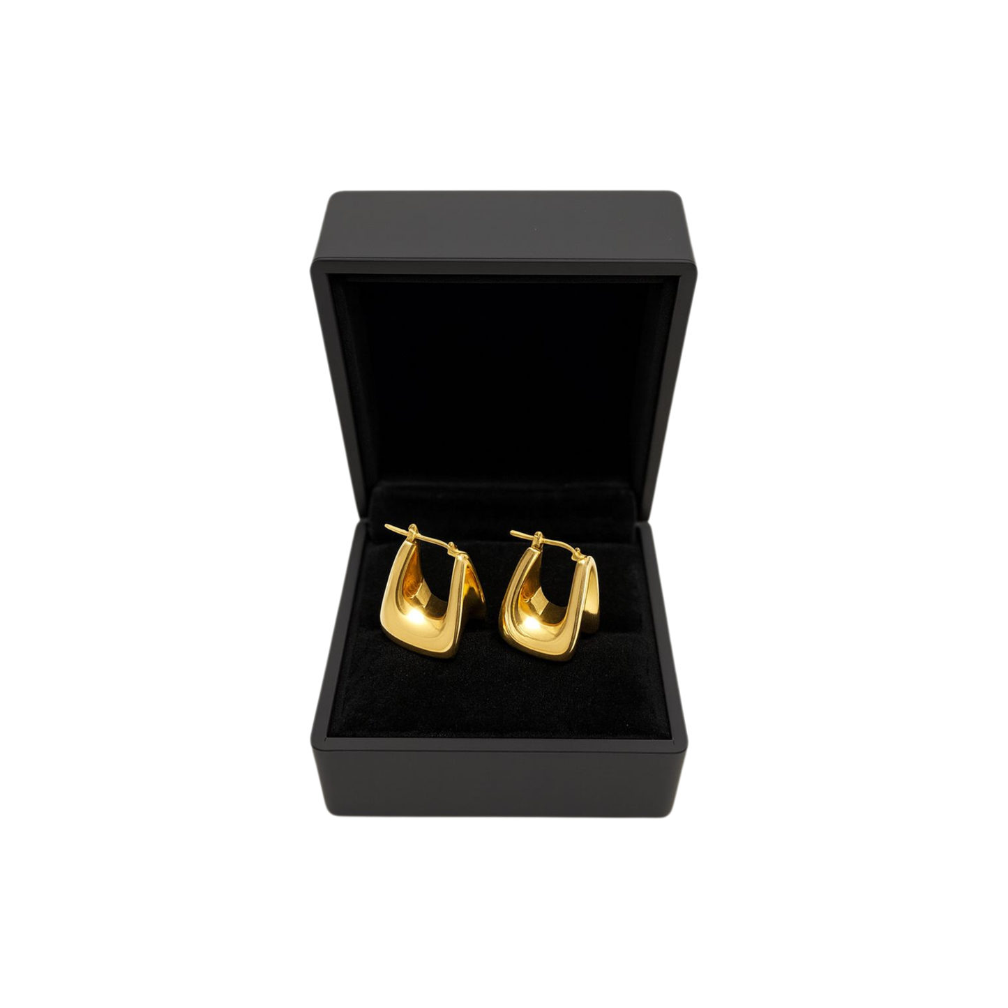 14k Gold Sculpted Triangle Hoop Earrings.