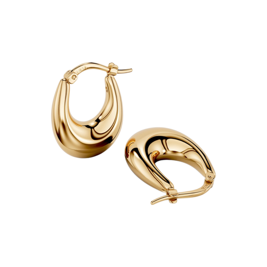14K Gold Teardrop Hoop Earrings