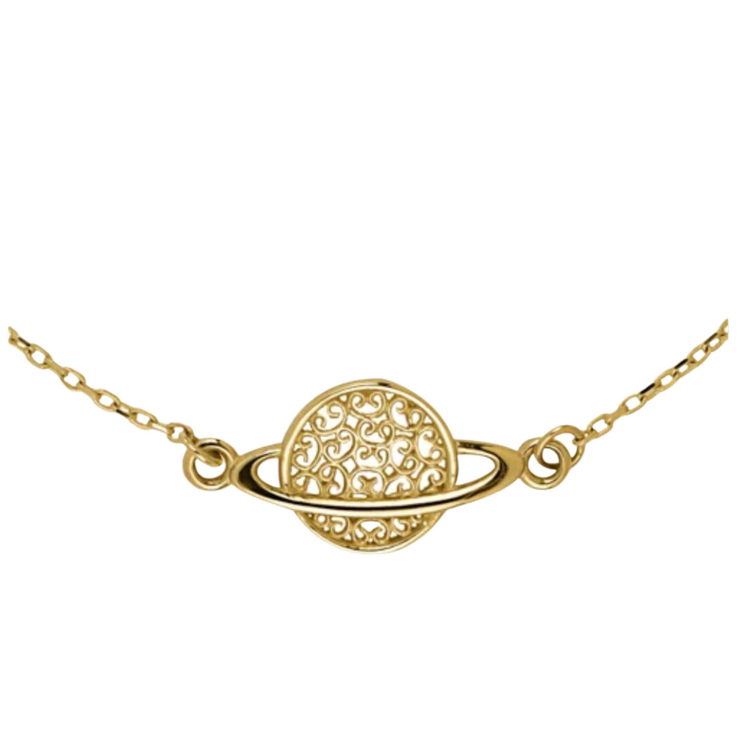 14k Gold bracelet with Saturn charm